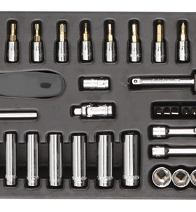 促销价!力易得-专业级 59件6.3mm系列套筒工具托组套 E1911