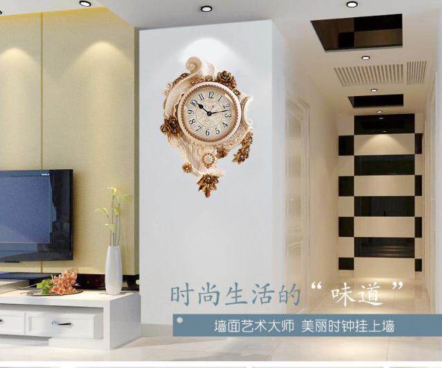 丽盛钟表挂钟客厅静音电子石英钟表创意欧式简约家庭用时钟挂表