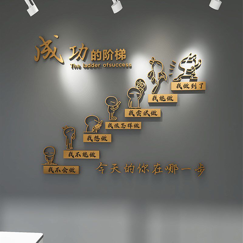 3d立体墙贴公司布置文字创意文化励志装饰卧室墙壁背景墙画轻奢风