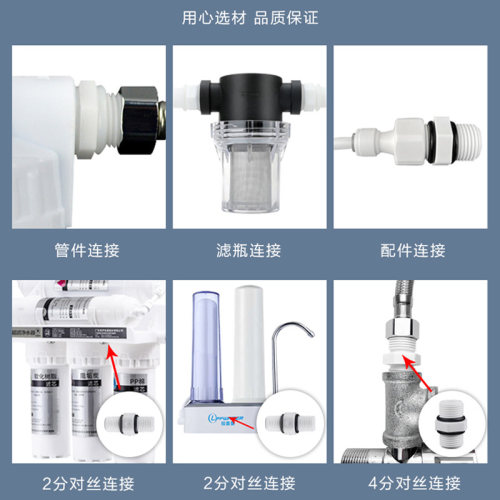 净水器过滤器软管6M44M分2分对丝接头双外牙螺纹直通滤瓶接头配件