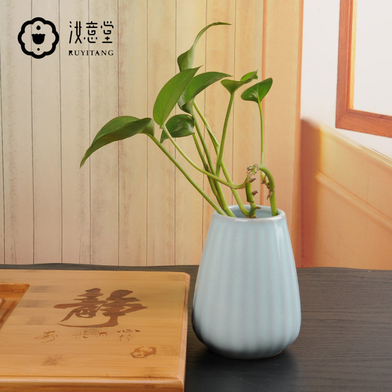 汝窑汝瓷小花瓶小清新陶瓷花插客厅桌面插花瓶花器瓷瓶装饰小摆件