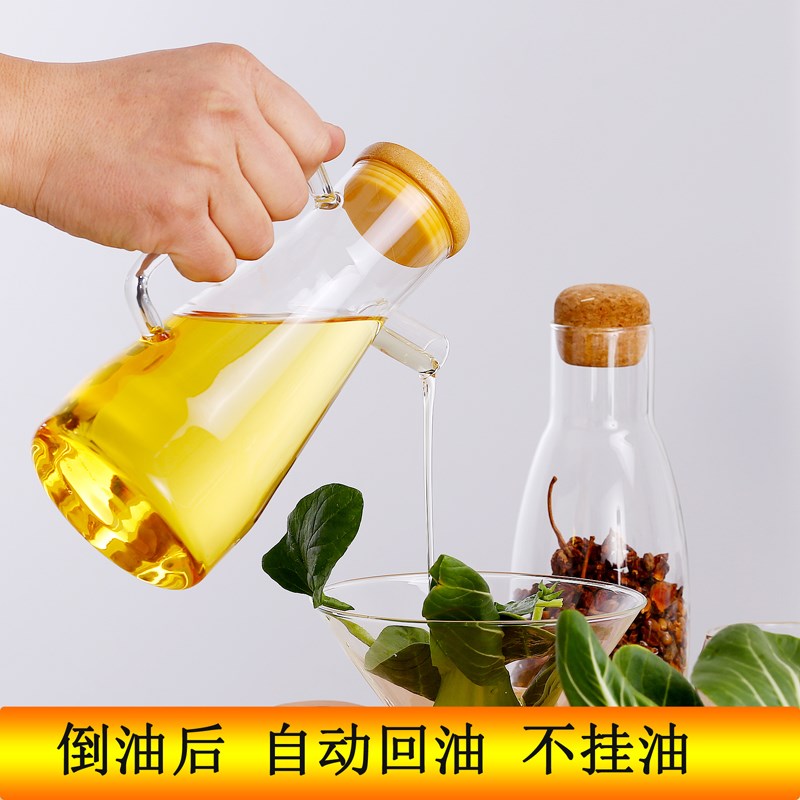 家用高硼硅防漏带盖带刻玻璃度油壶调味瓶酱油瓶子香油瓶醋壶量壶