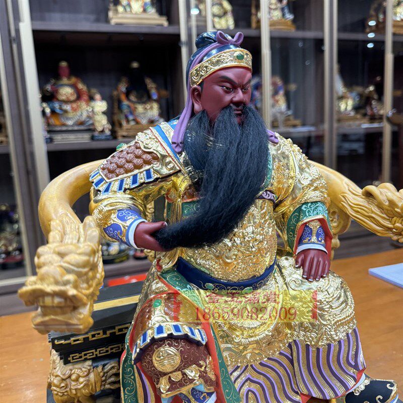 一尺关公金身脱身绿袍神像木雕工艺香樟木关二爷关羽关公关圣帝君