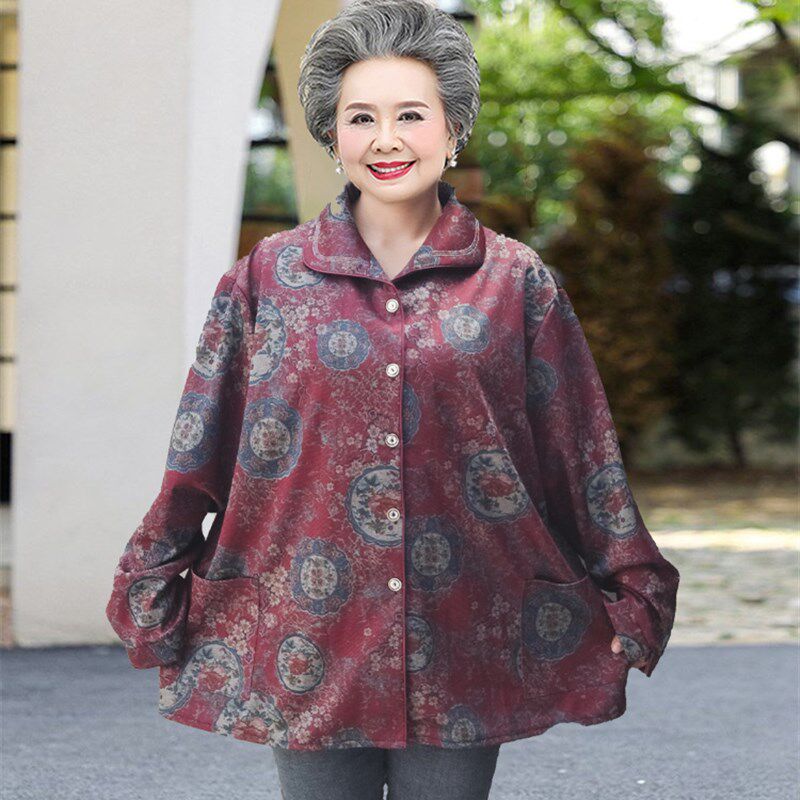胖奶奶春装老人外套大码女装加肥加大妈妈秋装老年人衣服60岁太太