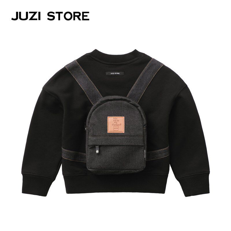 JUZI STORE童装针织牛仔书包装饰上装套头衫卫衣男童女童1133001