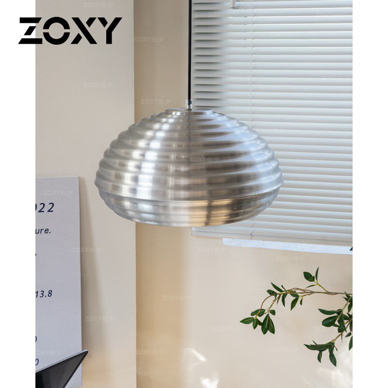 zoxy佐夕 包豪斯吊灯北欧丹麦餐厅吧台圆桌中古银色岛台工作室灯