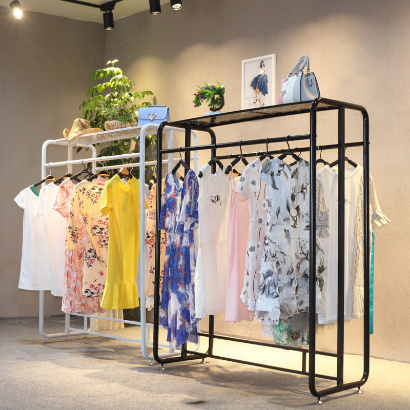 铁艺中岛架双排中间货架男装女装店服装展示架双杠落地陈列架简约