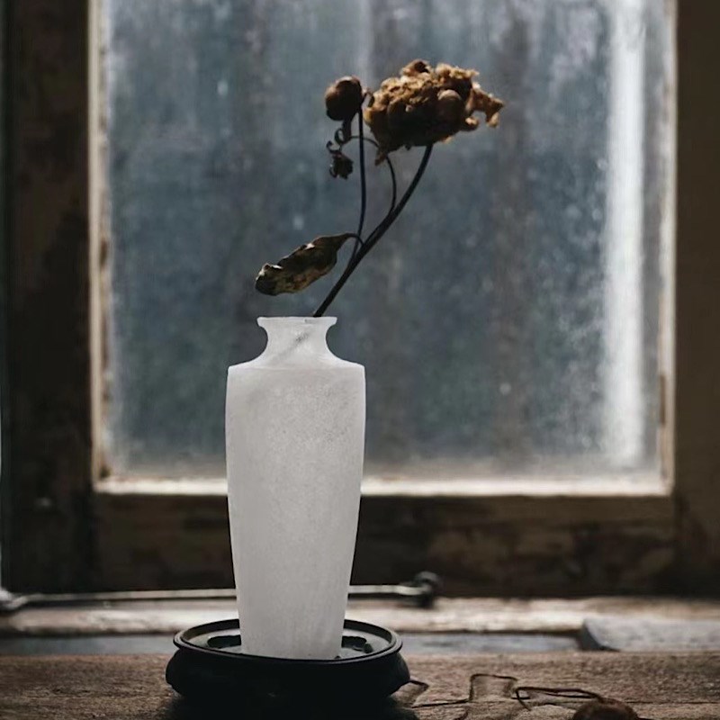 融明手作白露琉璃花器空间陈设居家日式北欧风花瓶茶空间