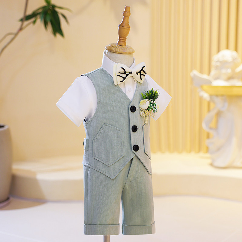 儿童西装套装夏季2022新款男童花童宝宝周岁生日礼服主持人英伦风