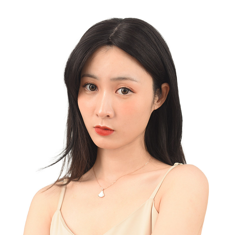 假发片增发量蓬松假刘海自然前额斜刘海头顶头发少遮盖真发补发片