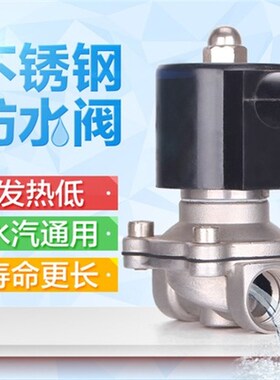 不锈钢防水电磁阀 电动控制管道阀门开关 6分4分 水阀油阀气阀 2S