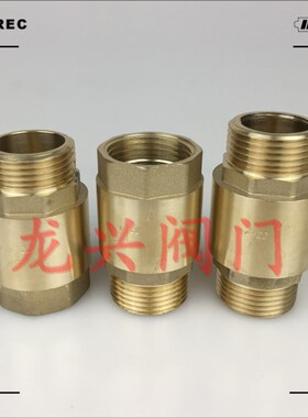 止回阀全铜加厚内外丝4分6分1寸水管水表弹簧单向阀立式止逆阀