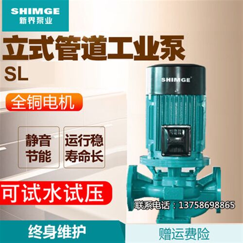 新界立式管道泵SL65口径冷热水浴室增压泵锅炉循环帮浦离心泵水泵