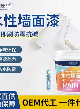 艺术笨鸟墙面漆水性净味家用内墙涂料白色修补滚筒漆乳胶漆