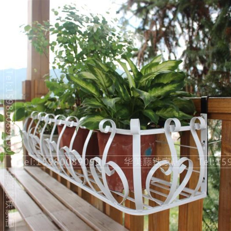 包邮铁艺窗台阳台种菜栏杆护栏悬挂式花盆架花架植物架隔板置物架