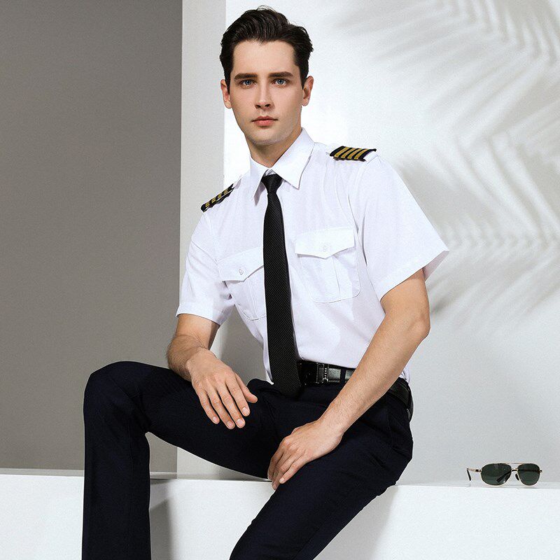 飞行员衬衫男空少制服机长制服衬衣机长白色衬衫男短袖职业工作服