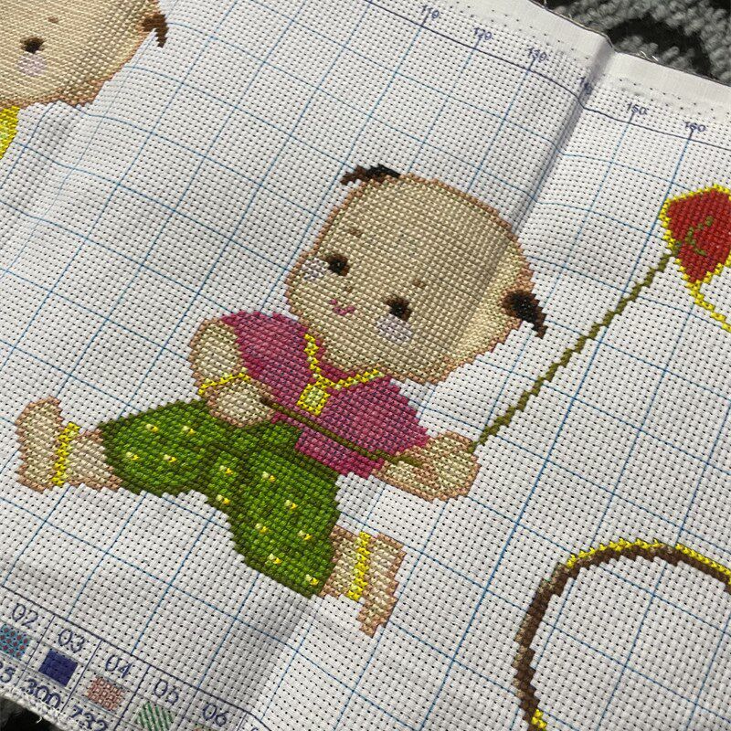 纯手工十字绣成品五子送福小孩儿童卡通卧室系列新款包邮
