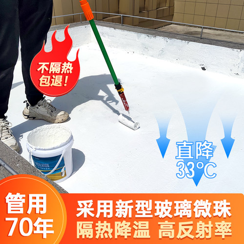 屋顶隔热涂料楼房顶彩钢瓦铁皮外墙防水防晒纳米材料反射降温油漆