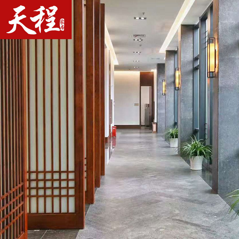新中式实木旋转花格栅客厅移门镂空隔断墙仿古折叠移动屏风办公室