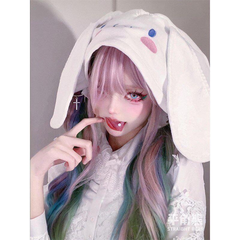 平角熊假发女长发网红缤纷糖果甜美个性长卷发Lolita全头套