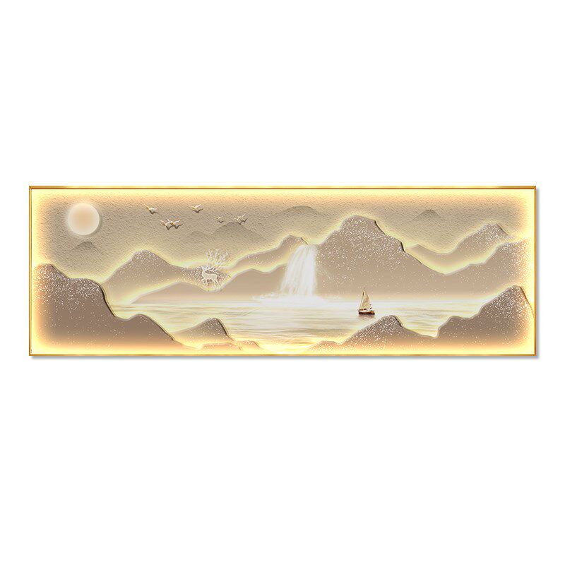 背靠金山客厅装饰画轻奢高级感沙发背景墙挂画大气山水风景壁灯画
