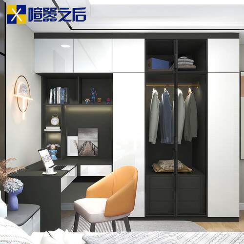 北欧书桌电脑桌书架一体学习桌多功能衣柜带台式电脑桌家用8FL8