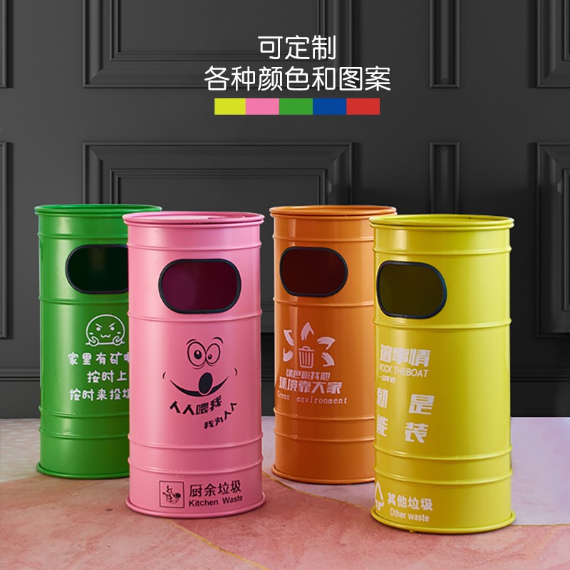 复古垃圾桶摆件工业风户外营地大号油桶邮筒家用商用可定制垃圾箱图片