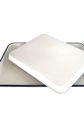 搪瓷方盘带盖托盘白色瓷铁盆实验室用金属消毒托盘化工瓷盘塘瓷盘