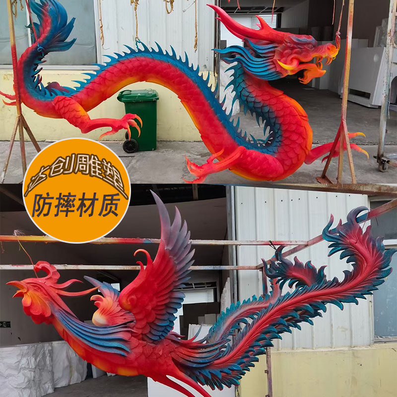 婚庆泡雕城堡中式龙凤亭子屋檐盘龙柱泡沫雕塑舞台美陈道具卡通