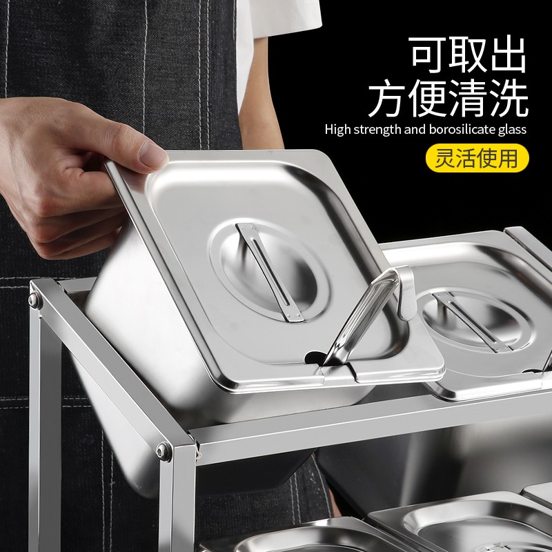 火锅店调料台不锈钢自助餐调料盒套装商用麻辣烫自助小料台配料盒