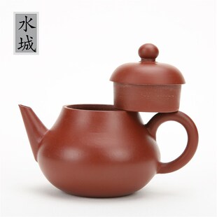 吴建强潮州手拉壶全手工朱泥90/120cc剑梨壶紫砂壶小号红泥孟臣壶