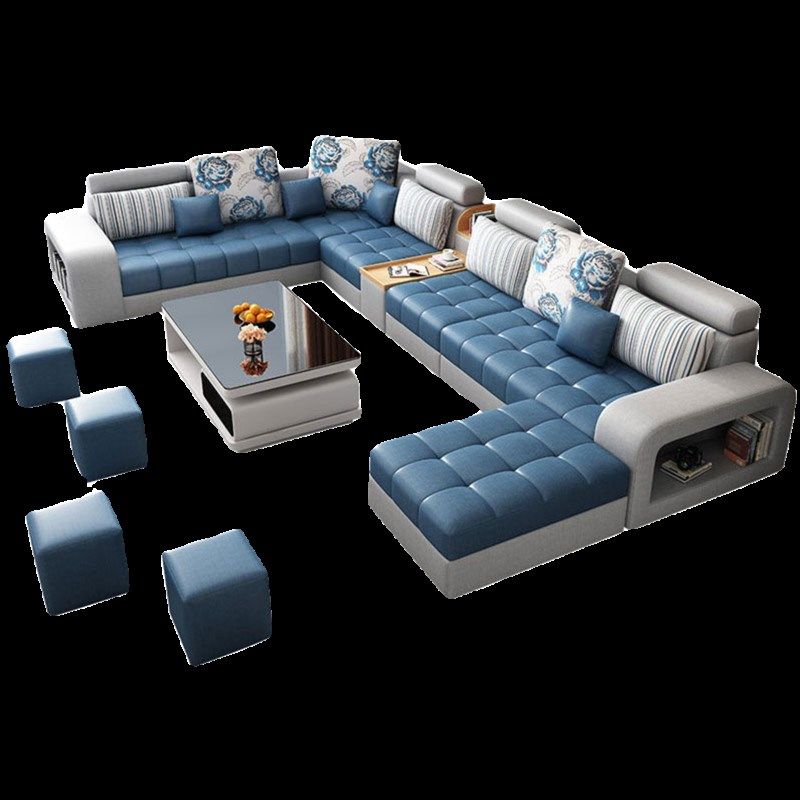 简约大小户型免洗科技布艺沙发U型转角贵妃可拆洗三人位客厅沙发