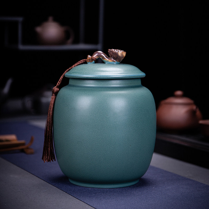 茶叶罐陶瓷防潮密封罐家用大号一斤装绿茶普洱散茶储存罐礼盒包装