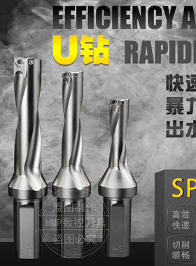 台湾进口U钻 快速钻 SP型喷水钻 暴力钻头 出水钻D14-75  5倍径