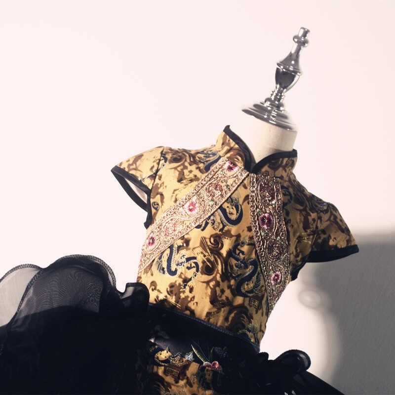 女童旗袍礼服新中式儿童服装国风小旗袍女童秋冬女童新中式连衣裙