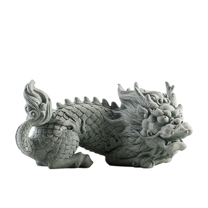 青砂石精品可养招财貔貅茶宠摆件家居国潮风书房桌面瑞兽麒麟镇纸