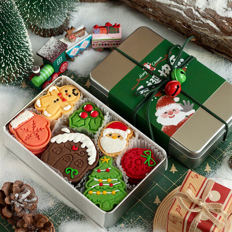 圣诞节手工曲奇饼干礼盒装男女朋友创意圣诞老人独立包装礼物铁盒