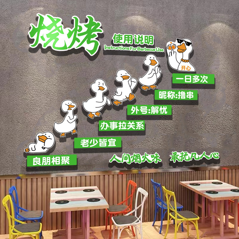烧烤店墙面装饰创意网红楼梯工业风墙上贴纸画个性文字标语3d立体