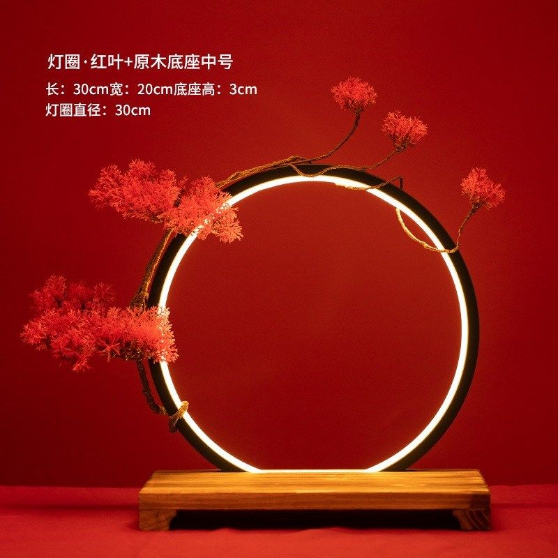 新中式流水猫佛像底座diy创意灯圈展示台禅意摆件家居装饰灯礼品