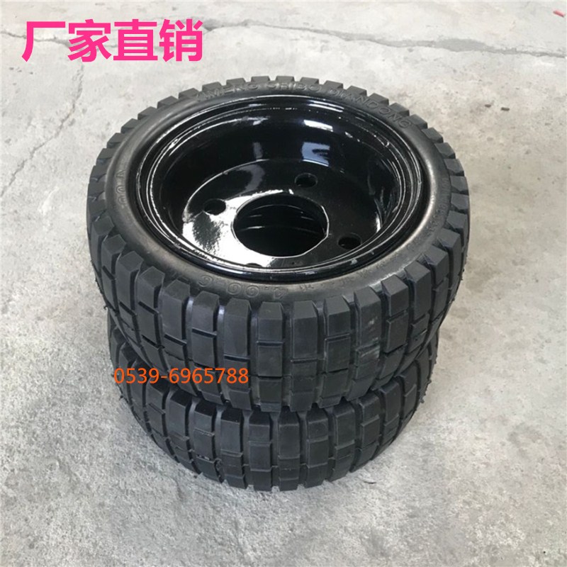 电动周转车仓储车实心橡胶轮胎 电动平板手推车实心轮胎400-6轮毂