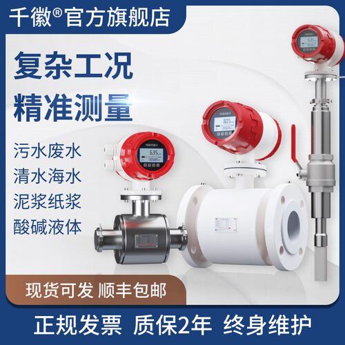 智能电磁流量计水液体一体化管道式污水计量不锈钢防腐分体DN50