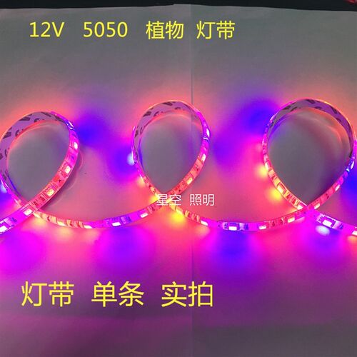 12V植物补光LED灯条12V5050植物生长LED灯带鱼缸蔬菜肉类花卉灯条