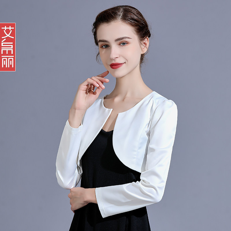 长袖西装外套女 短款春夏季小个子上衣缎面 小披肩外搭夏薄款西服