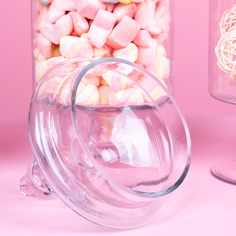 婚庆糖果罐装饰欧式透明玻璃糖果罐带盖创意可爱客厅玻璃罩储物罐