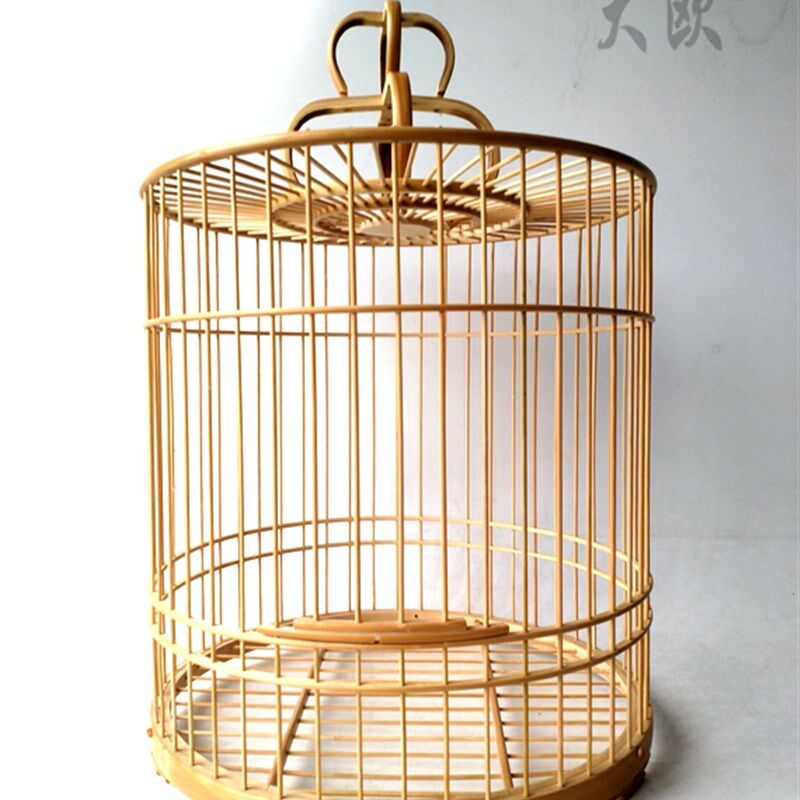 大欧鸟笼 竹制 平顶画眉笼子 手工抛光 半成品成品diy圆形笼 全配