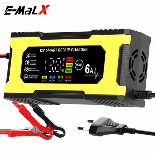 新款12V6A 汽车电瓶充电器 电瓶智能充电器 12V数显修复充电器 1