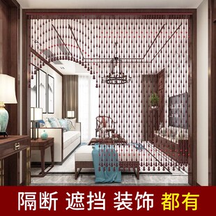 朱砂桃木葫芦门帘隔断帘客厅过道卫生间门对门免打孔卧室水晶珠帘