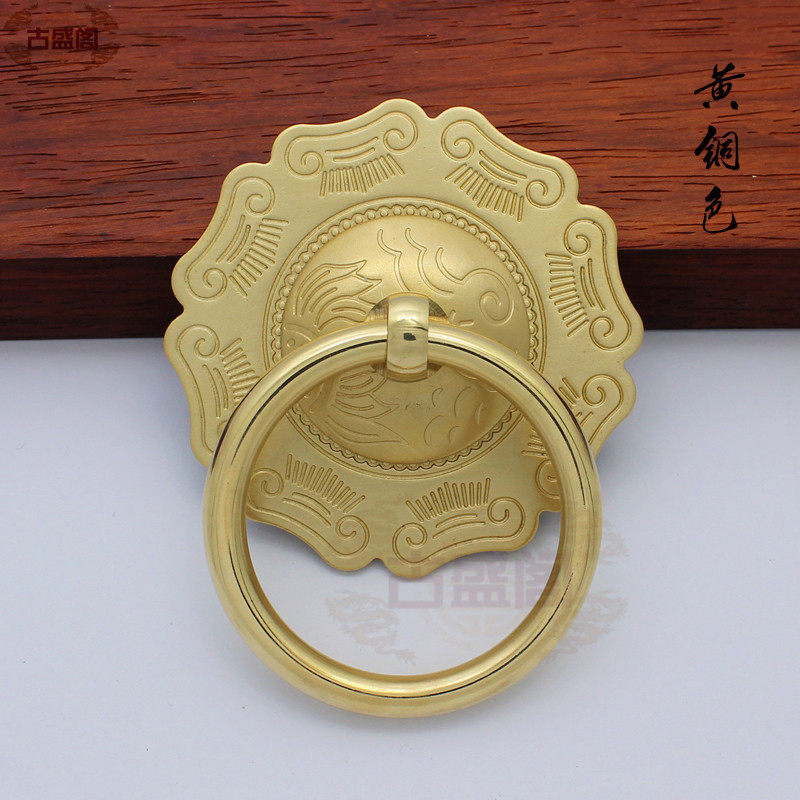 中式纯铜雕花门环拉手大门拉环八卦图铜环仿古拉手