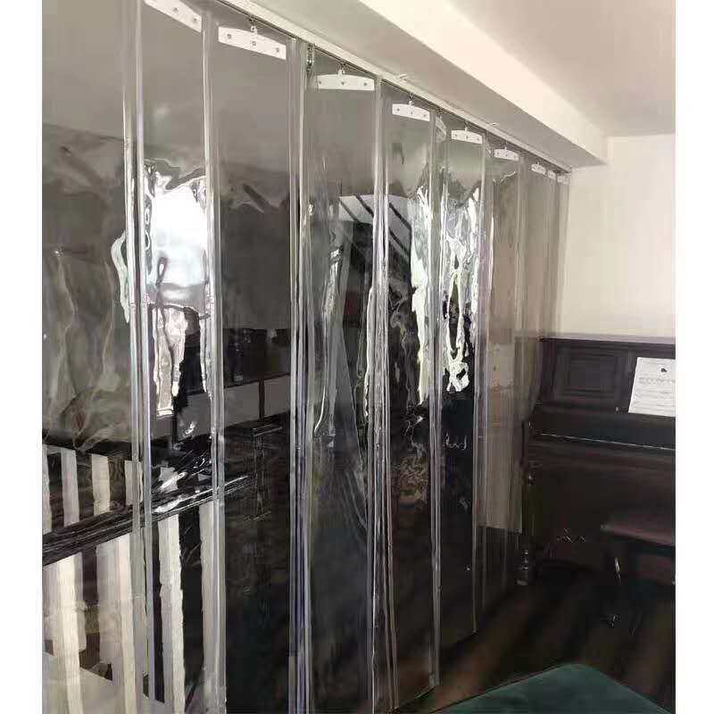 新款滑动折叠软门帘 塑料透明pvc防风推拉帘轨道帘空调帘防尘隔热