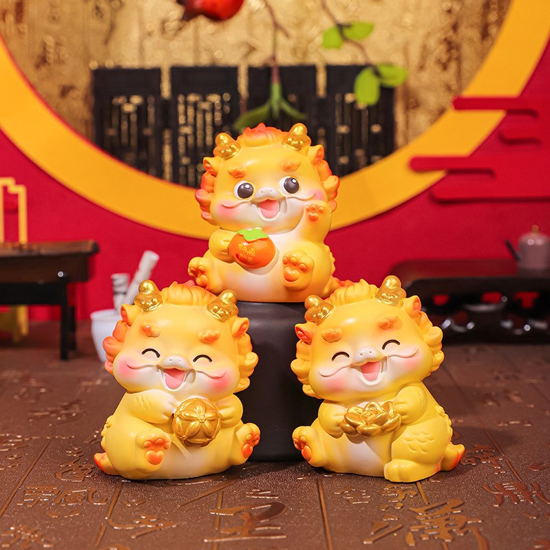 灵机生活馆祥龙献福摆件2026马年可爱萌龙公仔龙宝创意桌面装饰